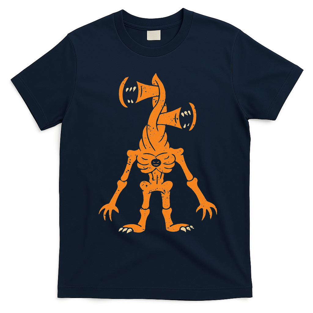 Sirenhead Halloween Costume Scary Horror Pumpkin T-Shirt - Navy Blue