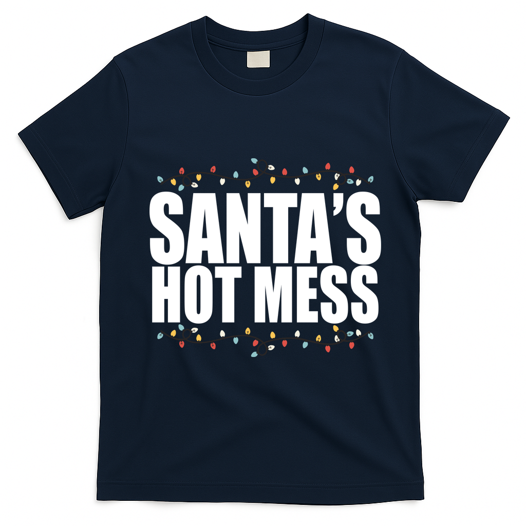 Santas Hot Mess T-Shirt - Navy Blue