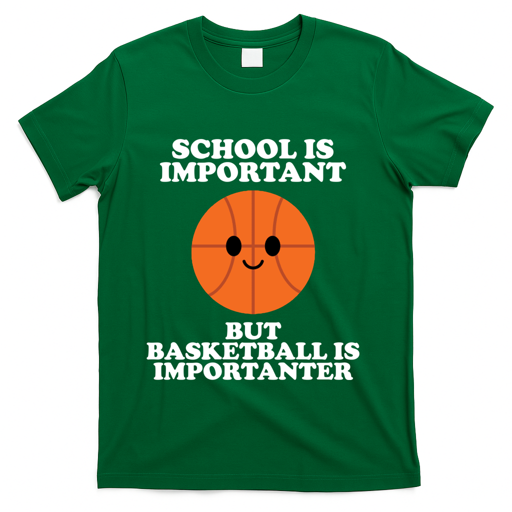 School Is Important But Basketball Is Importanter T-Shirt - Green