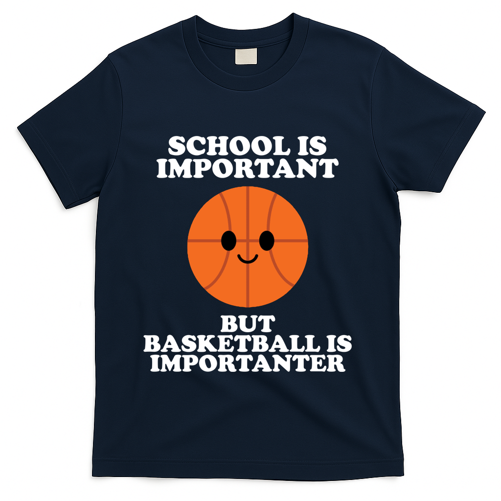School Is Important But Basketball Is Importanter T-Shirt - Navy
