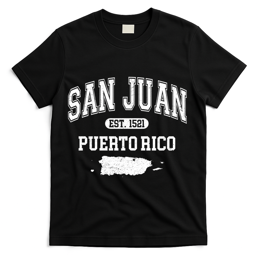 San Juan Puerto Rico Est 1521 Varsity T-Shirt - Black