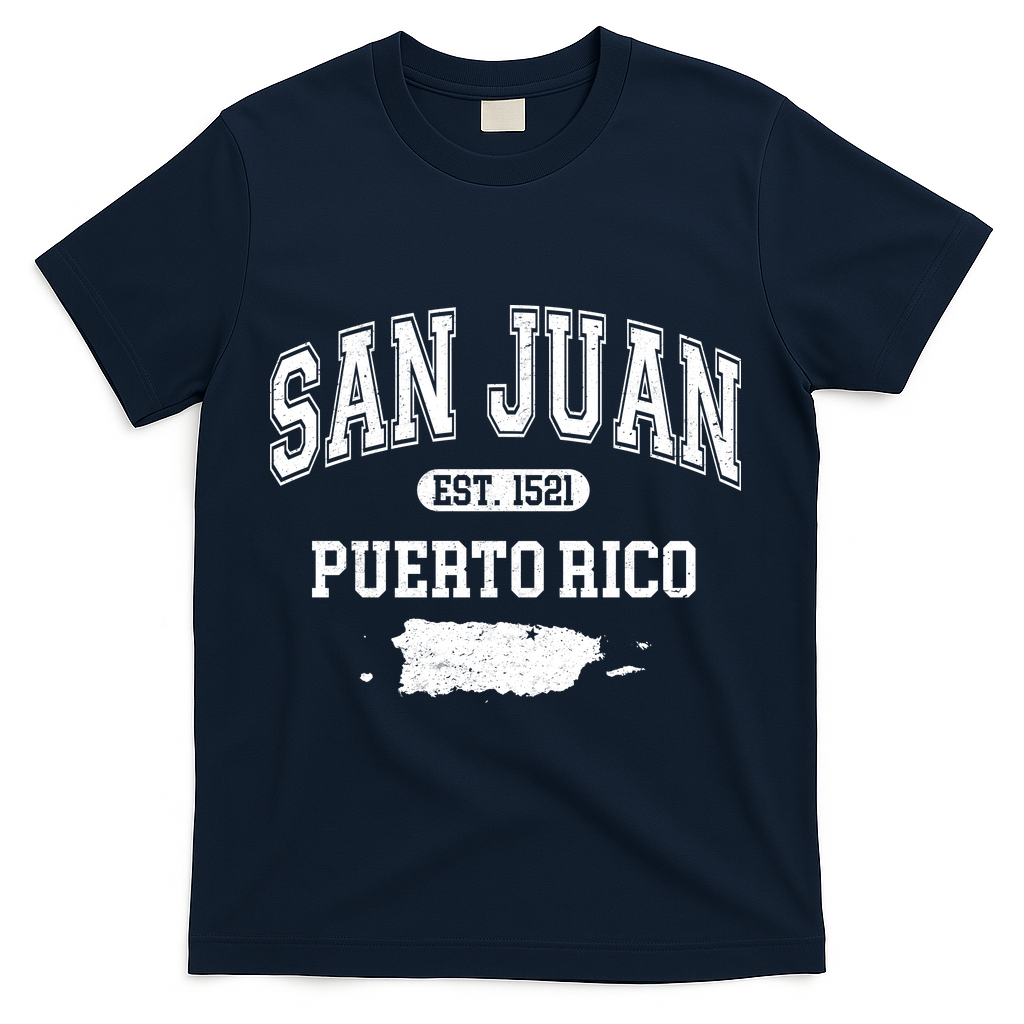 San Juan Puerto Rico Est 1521 Varsity T-Shirt - Navy