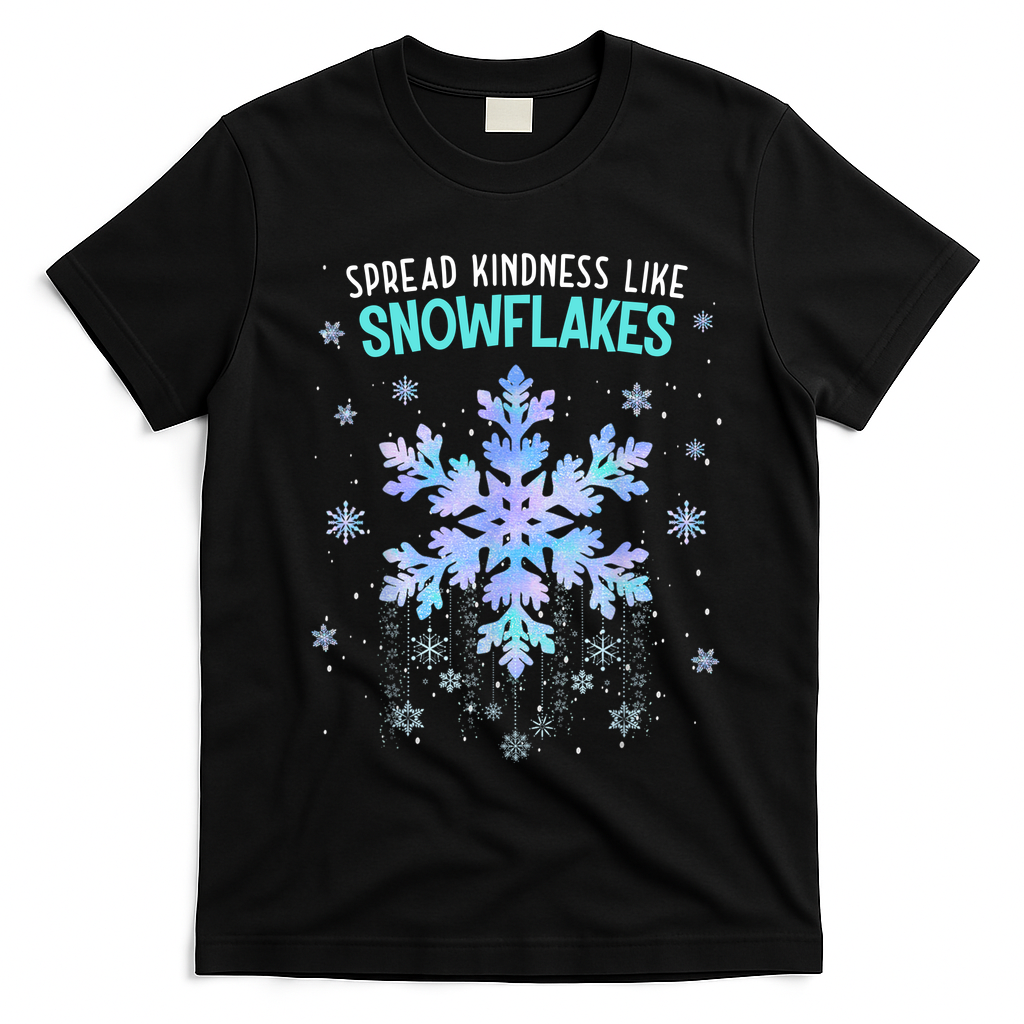 Spread Kindness Like Snowflakes Christmas Teacher Unity Day T-Shirt - Black