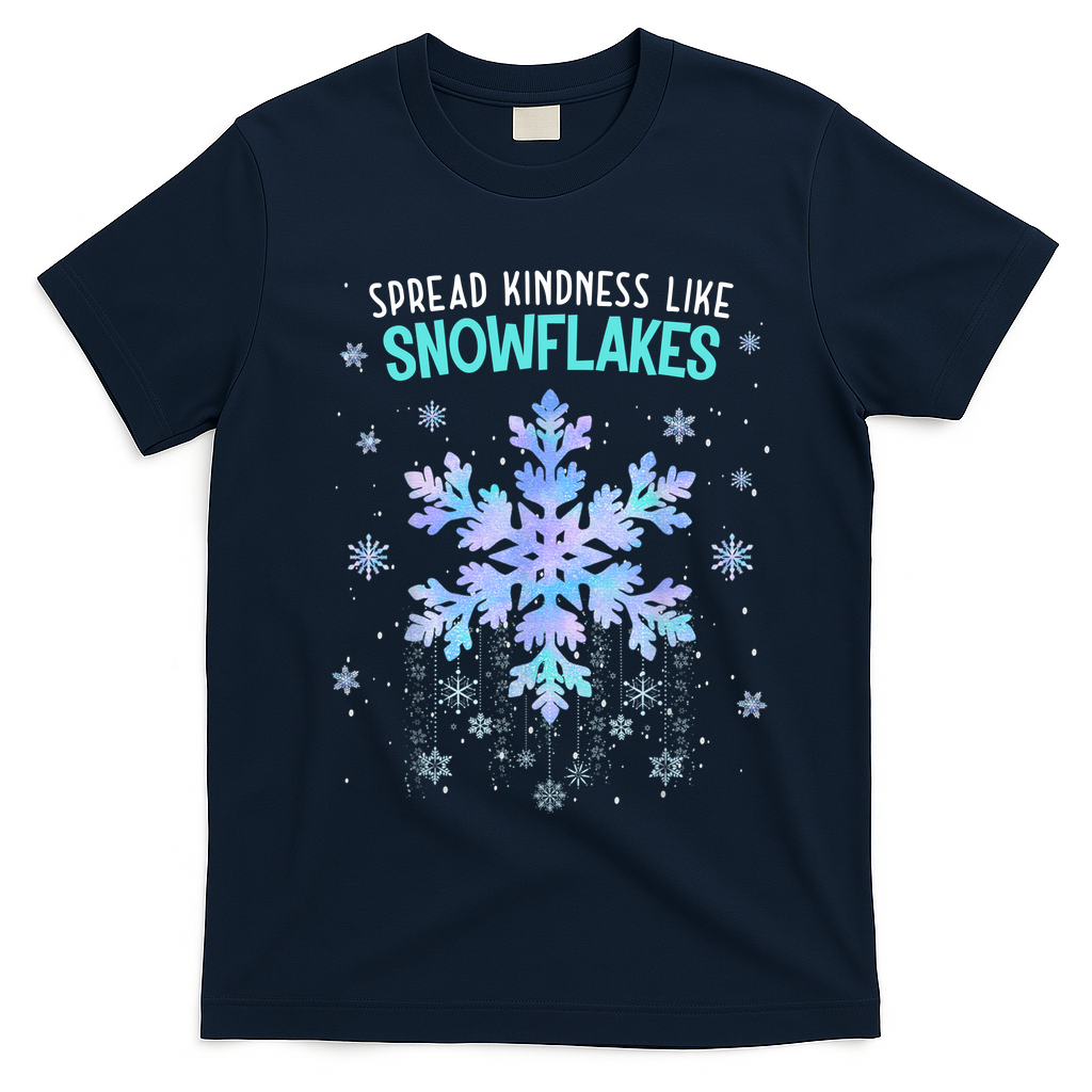 Spread Kindness Like Snowflakes Christmas Teacher Unity Day T-Shirt - Navy Blue