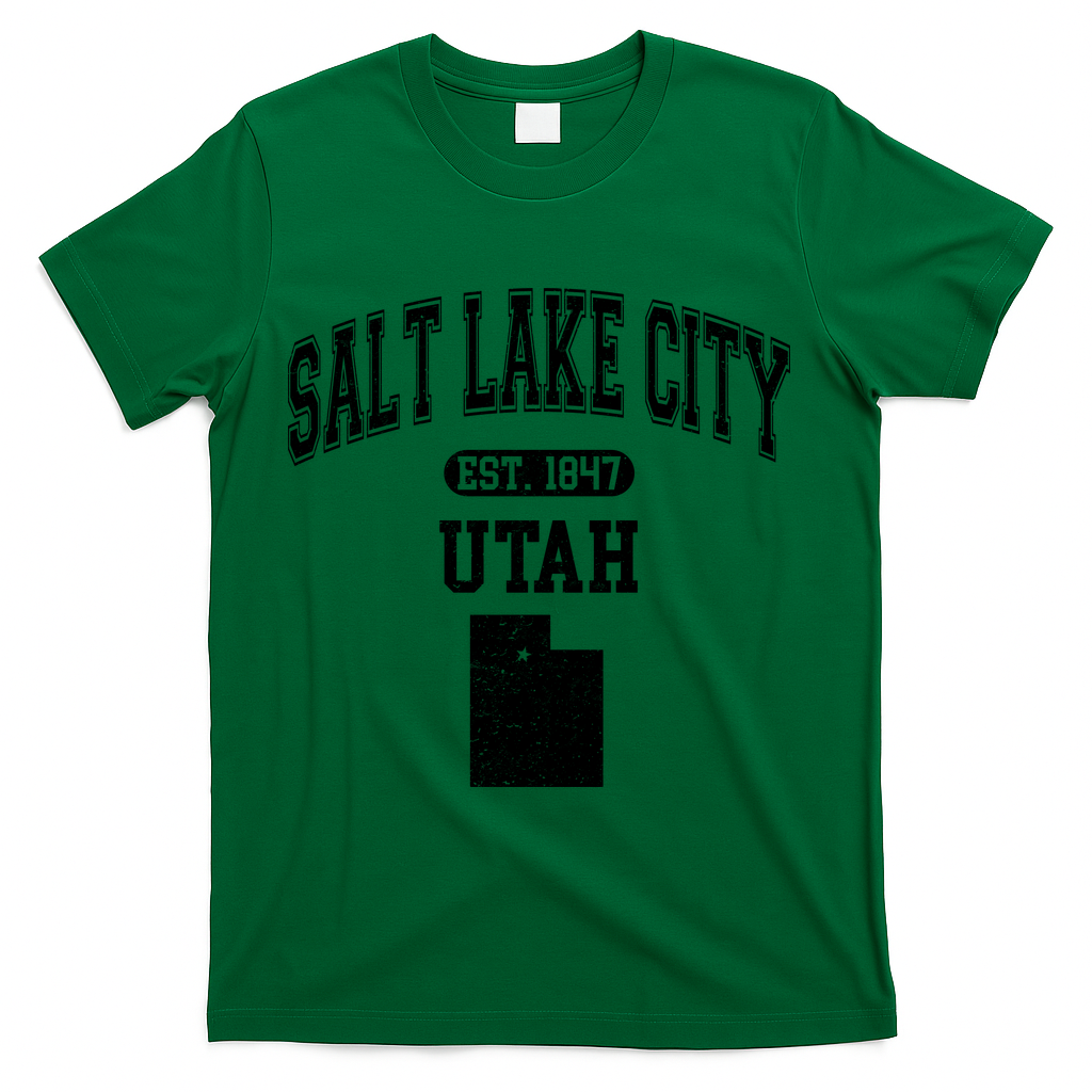 Salt Lake City Utah Est 1847 Varsity T-Shirt - Green