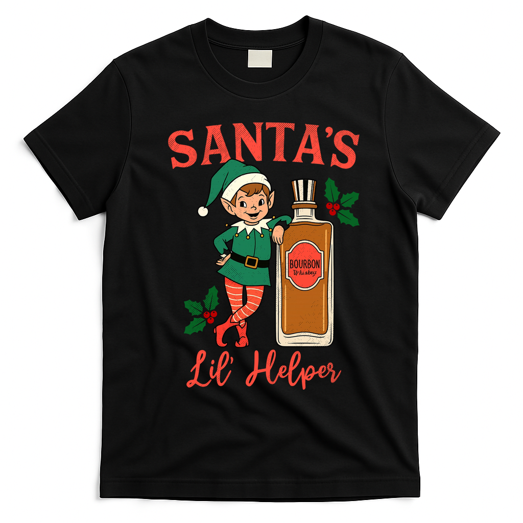 Santas Lil Helper T-Shirt - Black