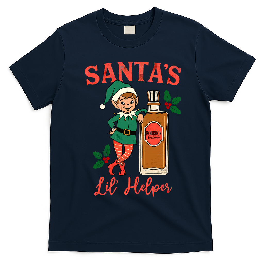 Santas Lil Helper T-Shirt - Navy Blue