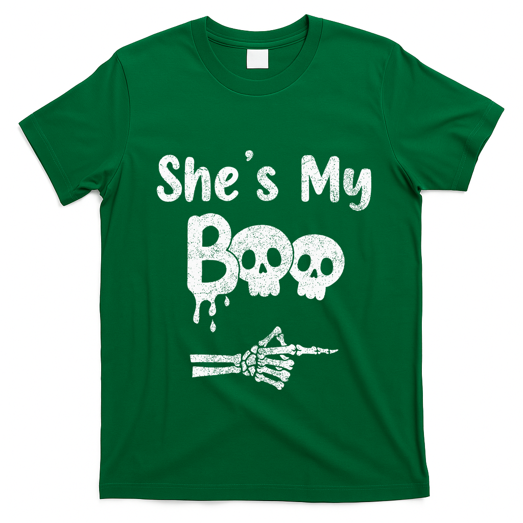 She’S My Boo Skull Face T-Shirt - Irish Green