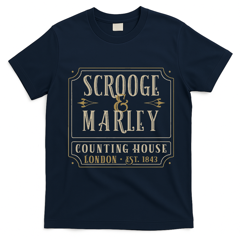 Scrooge & Marley Counting House London Established 1843 T-Shirt - Navy Blue