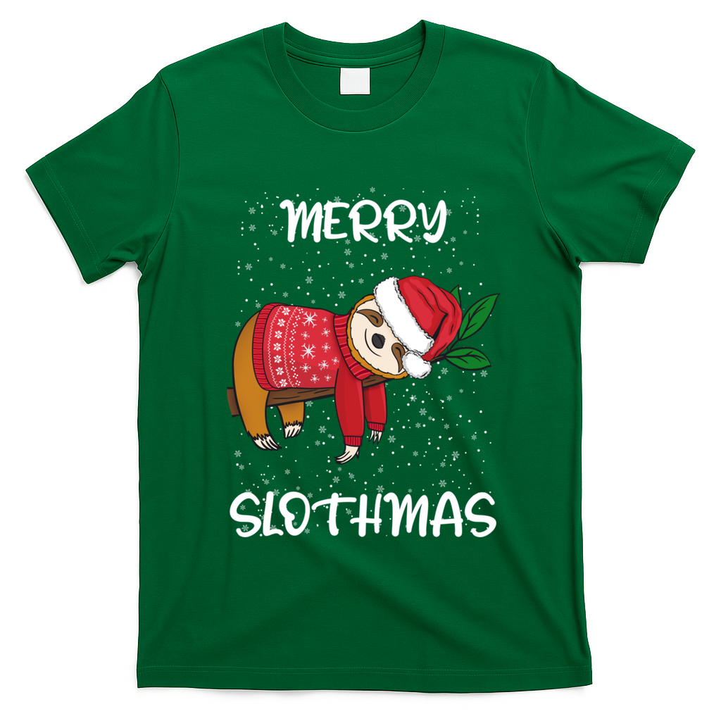Sloth Merry Christmas Santa Sloth Merry Slothmas Gift T-Shirt - Irish Green