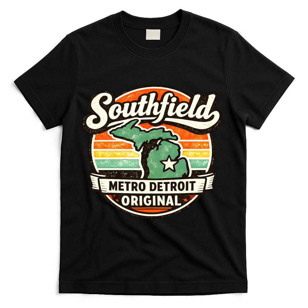 Southfield MI Hometown Pride Vintage Detroit Suburb T-Shirt - Black
