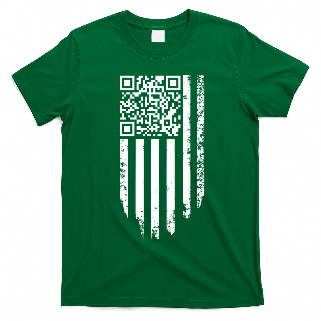 Scan Me President Trump Dancing Code American Flag T-Shirt - Irish Green
