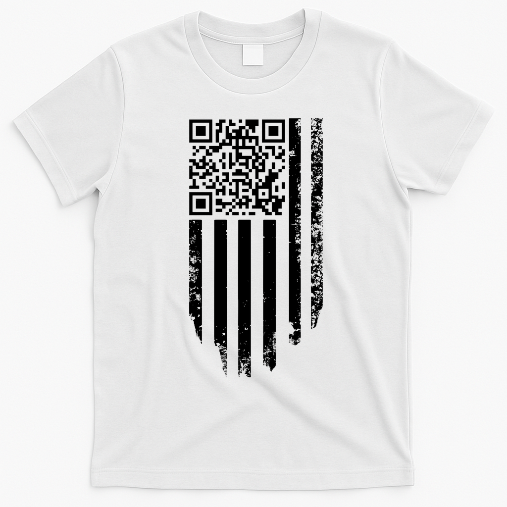 Scan Me President Trump Dancing Code American Flag T-Shirt - White