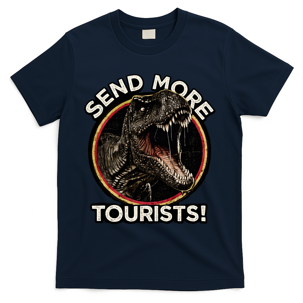 Send More Tourists! Funny T-Rex  T-Shirt - Navy