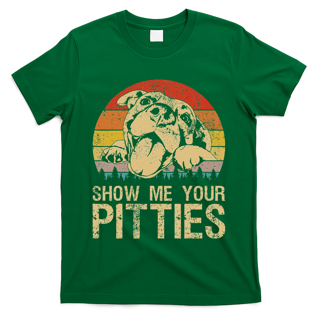 Show Me Your Pitties Funny Pitbull Dog Lovers Retro Vintage Cute T-Shirt