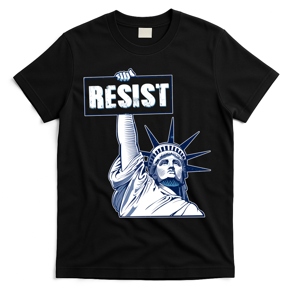 Statue of Liberty Resist Protest Fight T-Shirt - Black