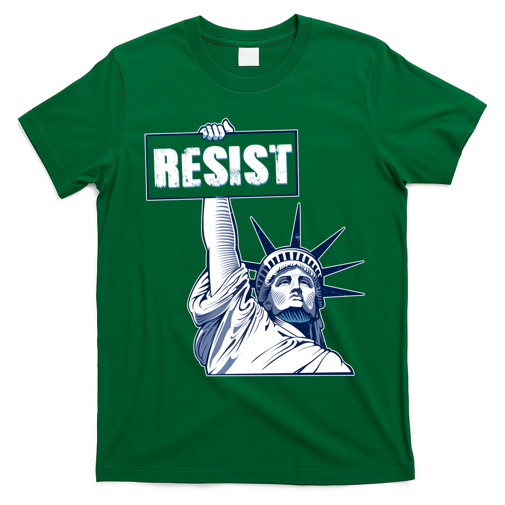 Statue of Liberty Resist Protest Fight T-Shirt - Irish Green