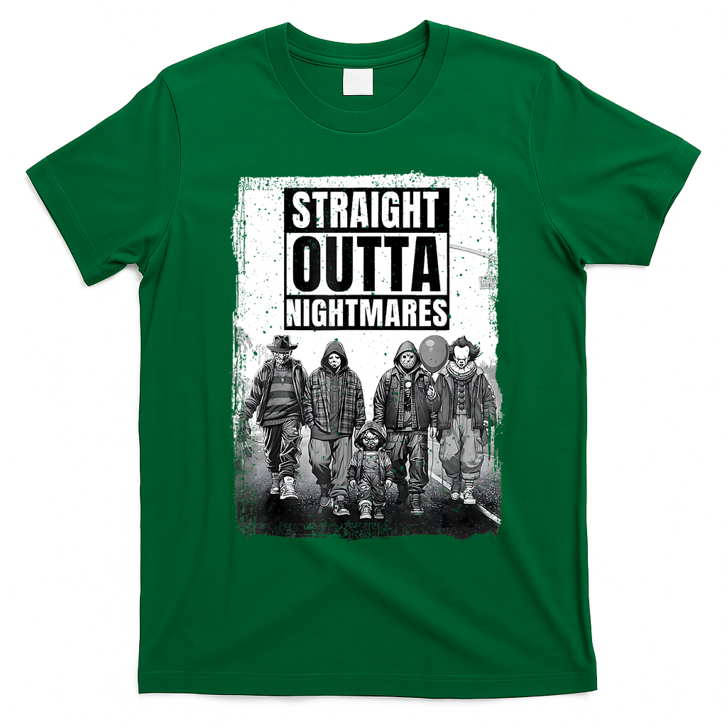 Straight Outta Nightmares Horror Halloween Scary T-Shirt - Irish Green