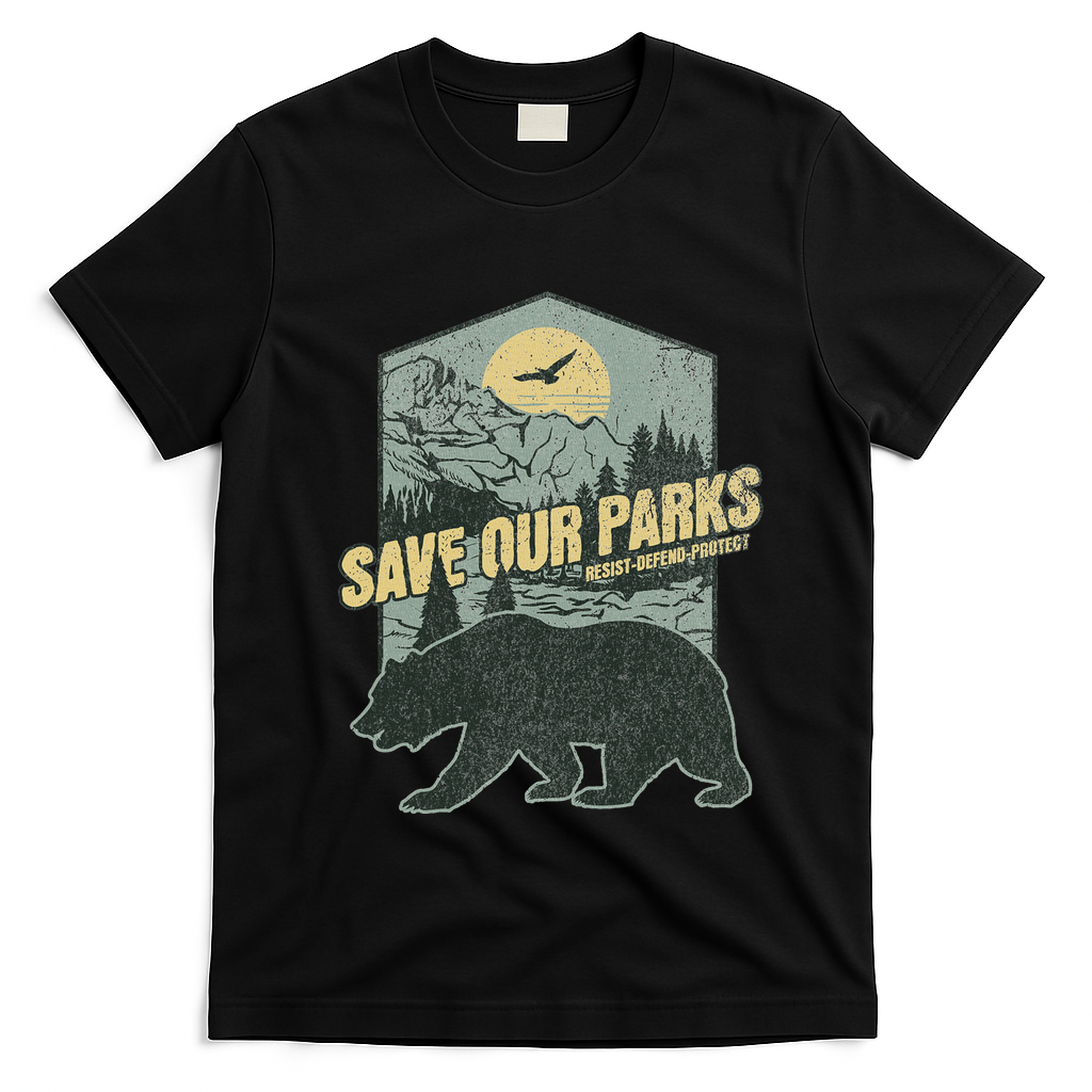 Save Our National Parks Resist Bear Anti Trump T-Shirt - Black
