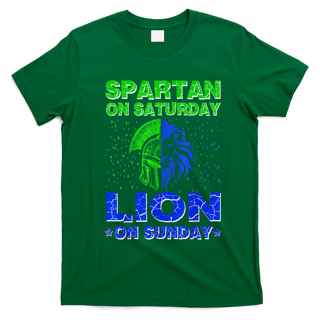 Spartan On Saturday Lion On Sunday Funny Detroit Mother Day T-Shirt