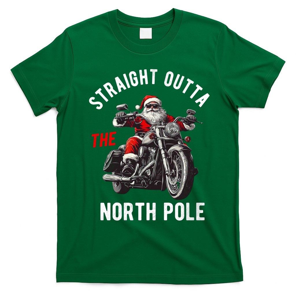 Straight Outta The North Pole Funny Christmas T-Shirt - Irish Green