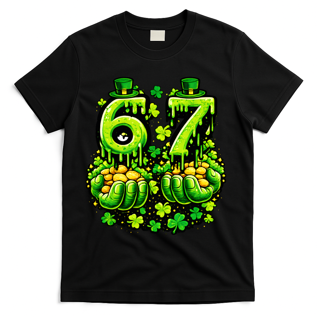 St Patricks Day 67 Six Seven 6-7 T-Shirt - Black