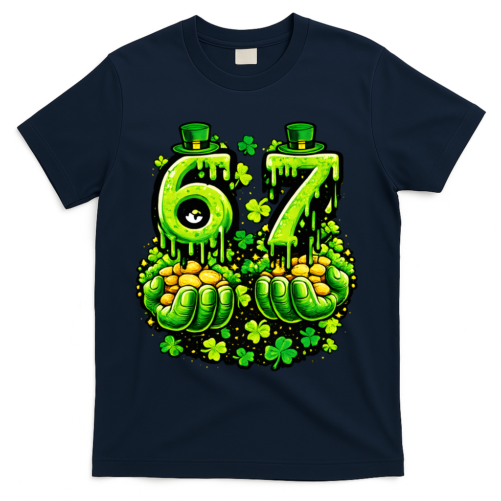 St Patricks Day 67 Six Seven 6-7 T-Shirt - Navy