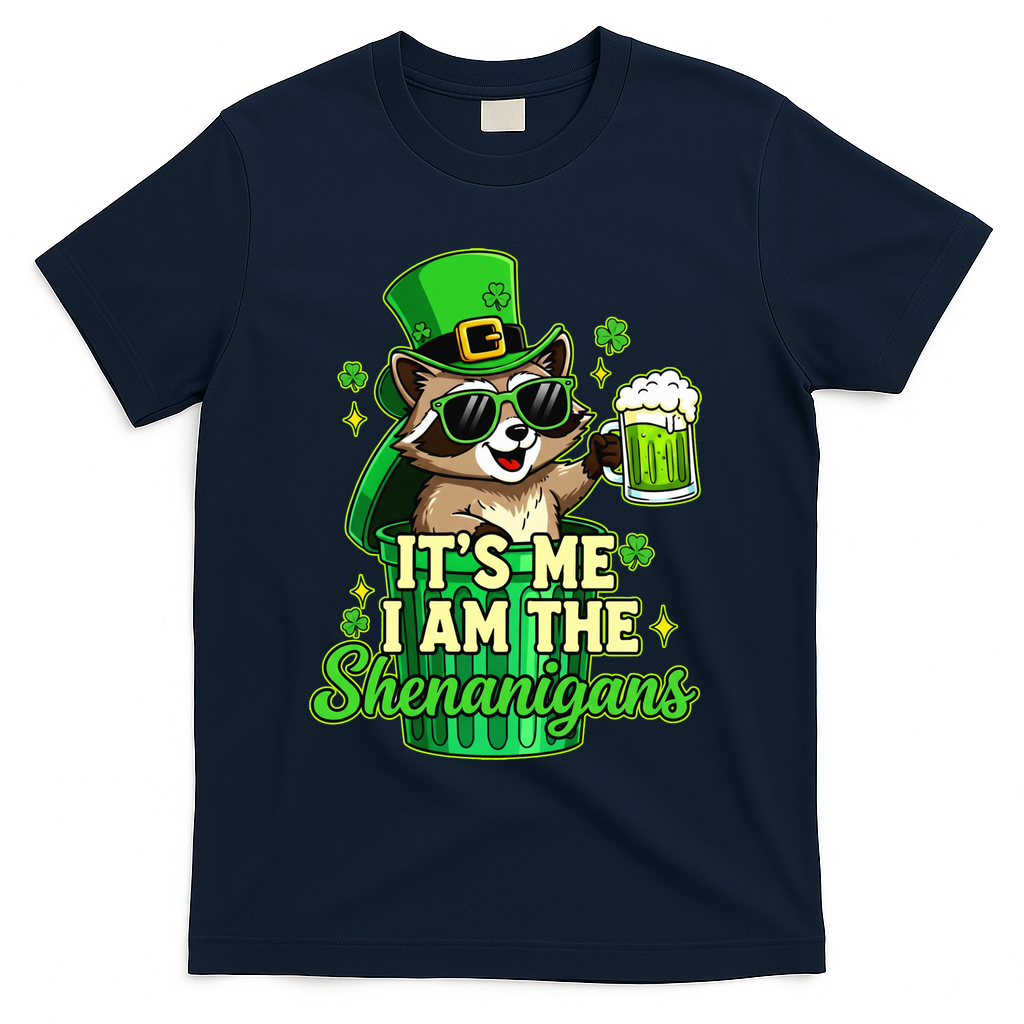St Patrick's Day Its Me I Am The Shenanigans Raccoon T-Shirt - Navy