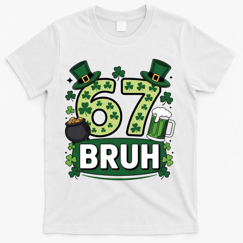 St Patrick’s Day 67 Bruh Viral Meme 6-7 T-Shirt - White