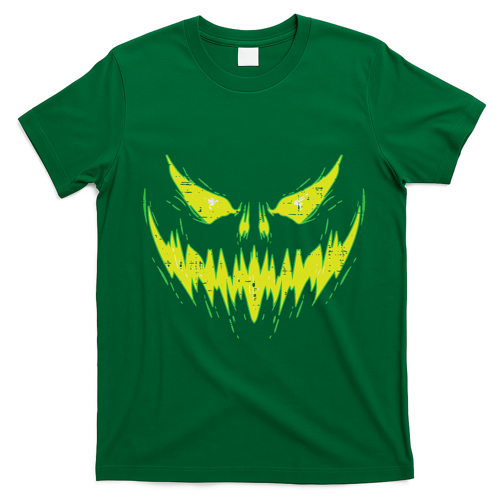 Scary Pumpkin Jack O Lantern Face Halloween T-Shirt - Irish Green