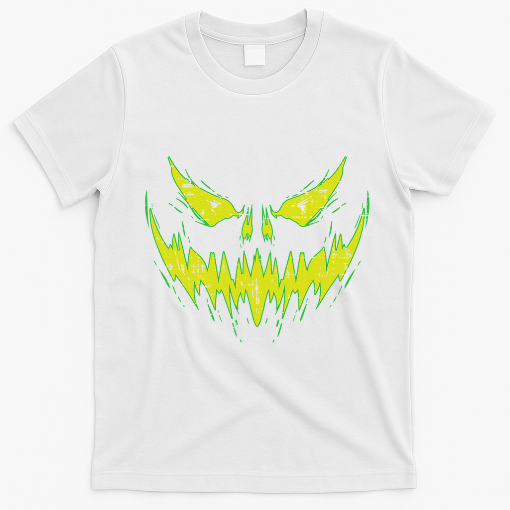 Scary Pumpkin Jack O Lantern Face Halloween T-Shirt - White