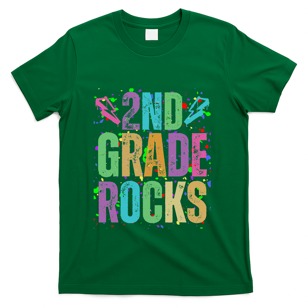 School Rocks Back To School Rockin 2nd Grade Rocks T-Shirt - Green