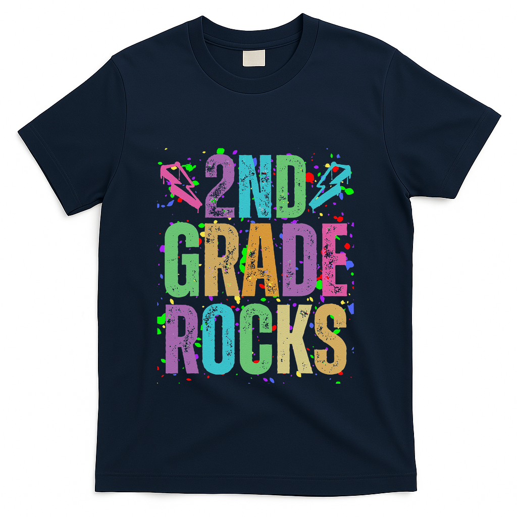 School Rocks Back To School Rockin 2nd Grade Rocks T-Shirt - Navy