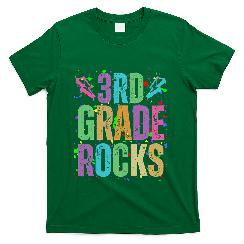 School Rocks Back To School Rockin 3rd Grade Rocks T-Shirt - Green