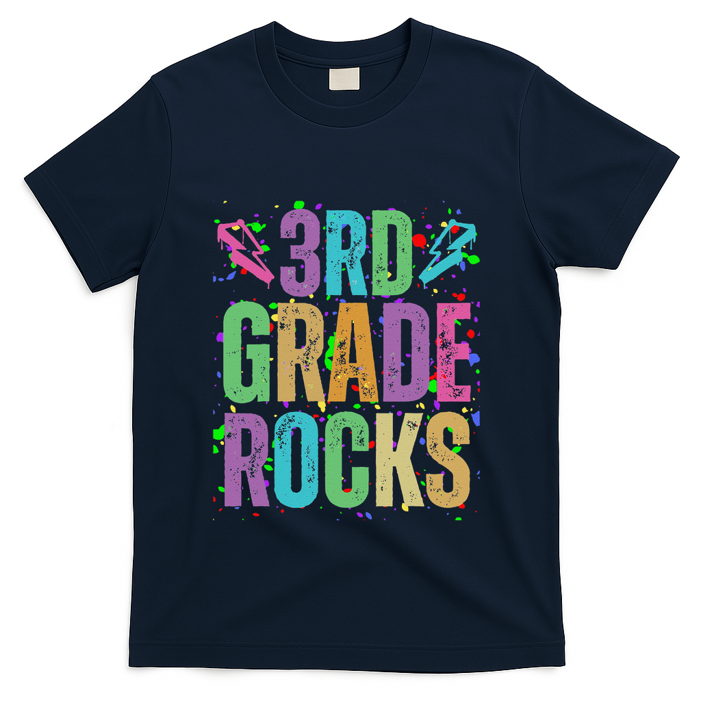 School Rocks Back To School Rockin 3rd Grade Rocks T-Shirt - Navy