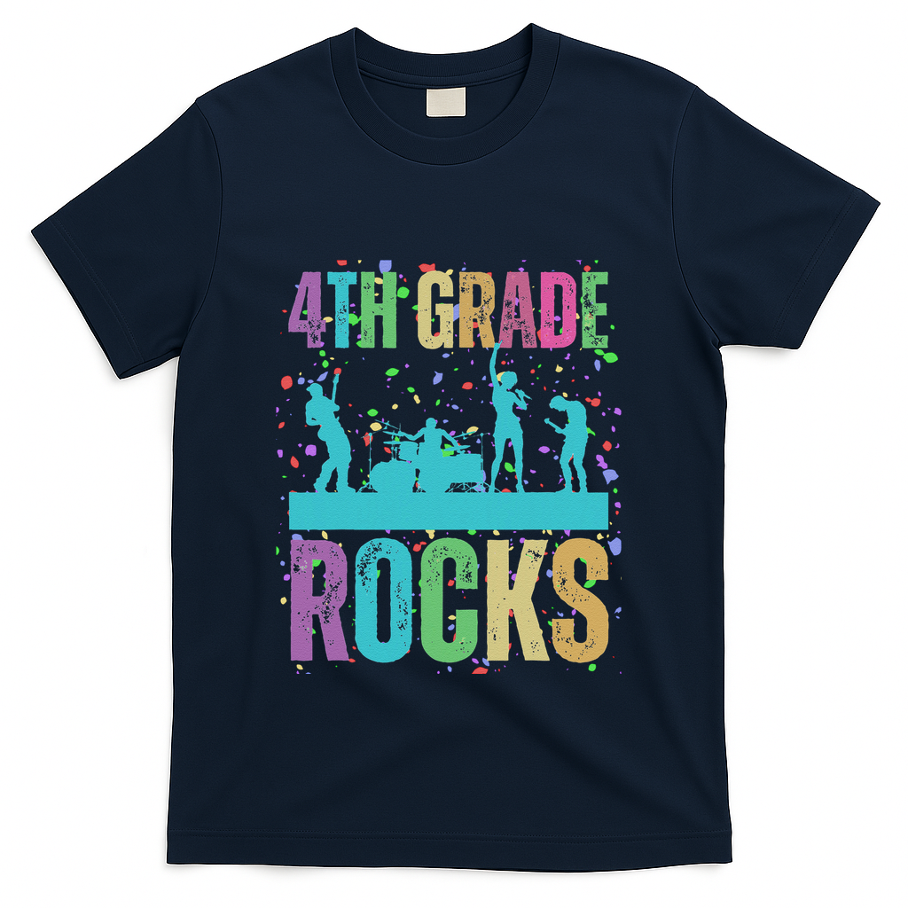 School Rocks Back To School Rockin 4th Grade Rocks T-Shirt - Navy