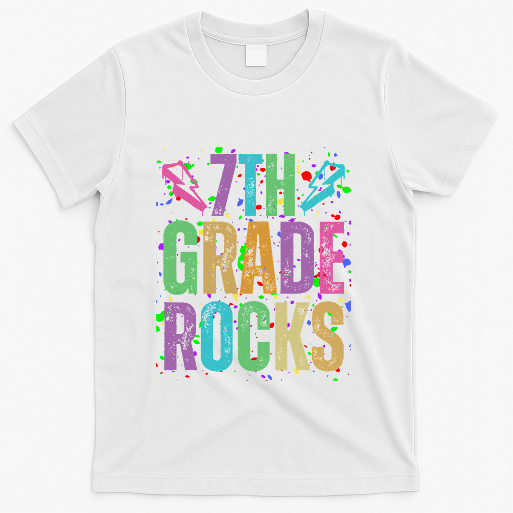 School Rocks Back To School Rockin 7th Grade Rocks T-Shirt - White