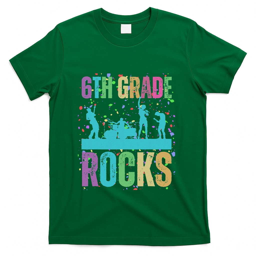 School Rocks Back To School Rockin 6th Grade Rocks T-Shirt - Green