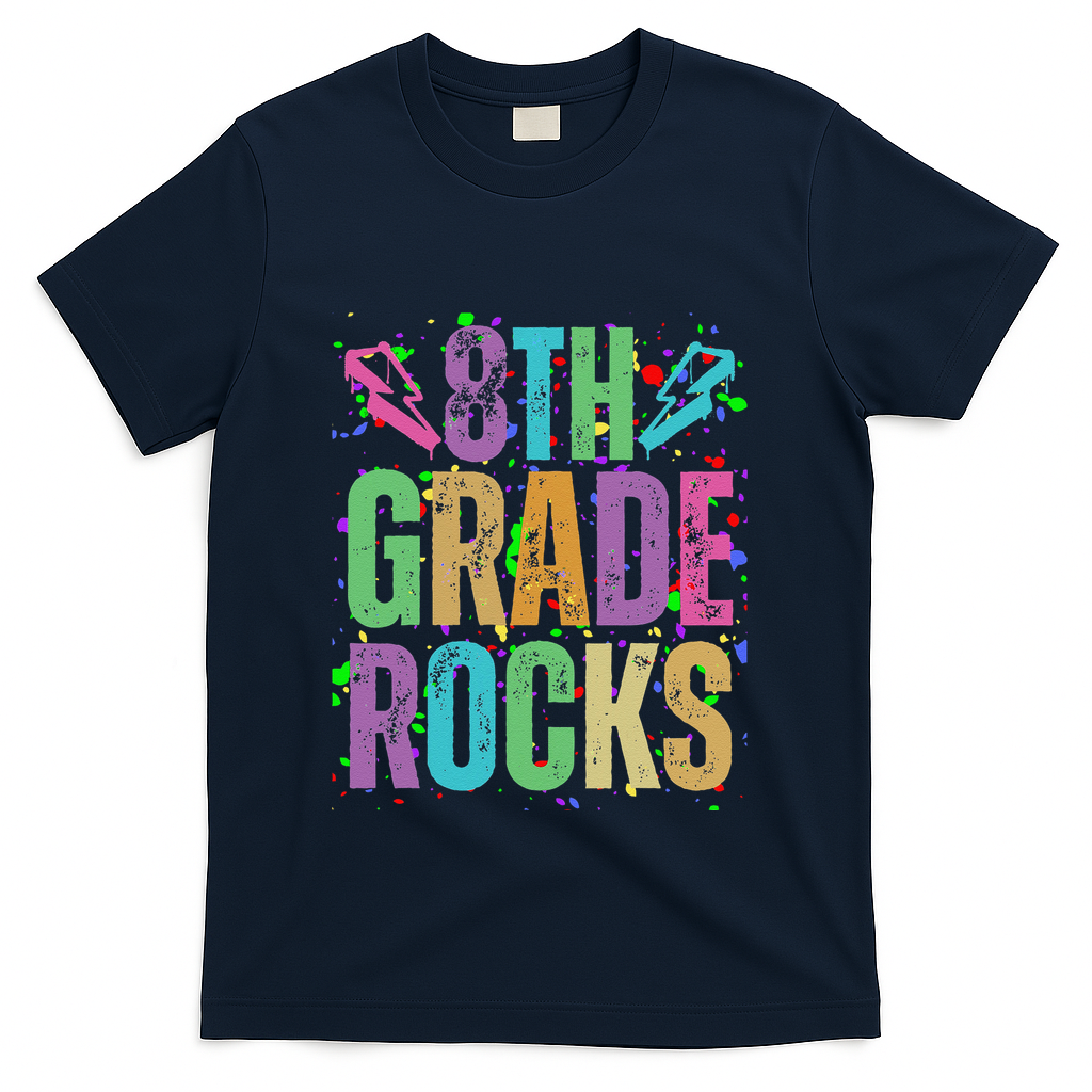 School Rocks Back To School Rockin 8th Grade Rocks T-Shirt - Navy