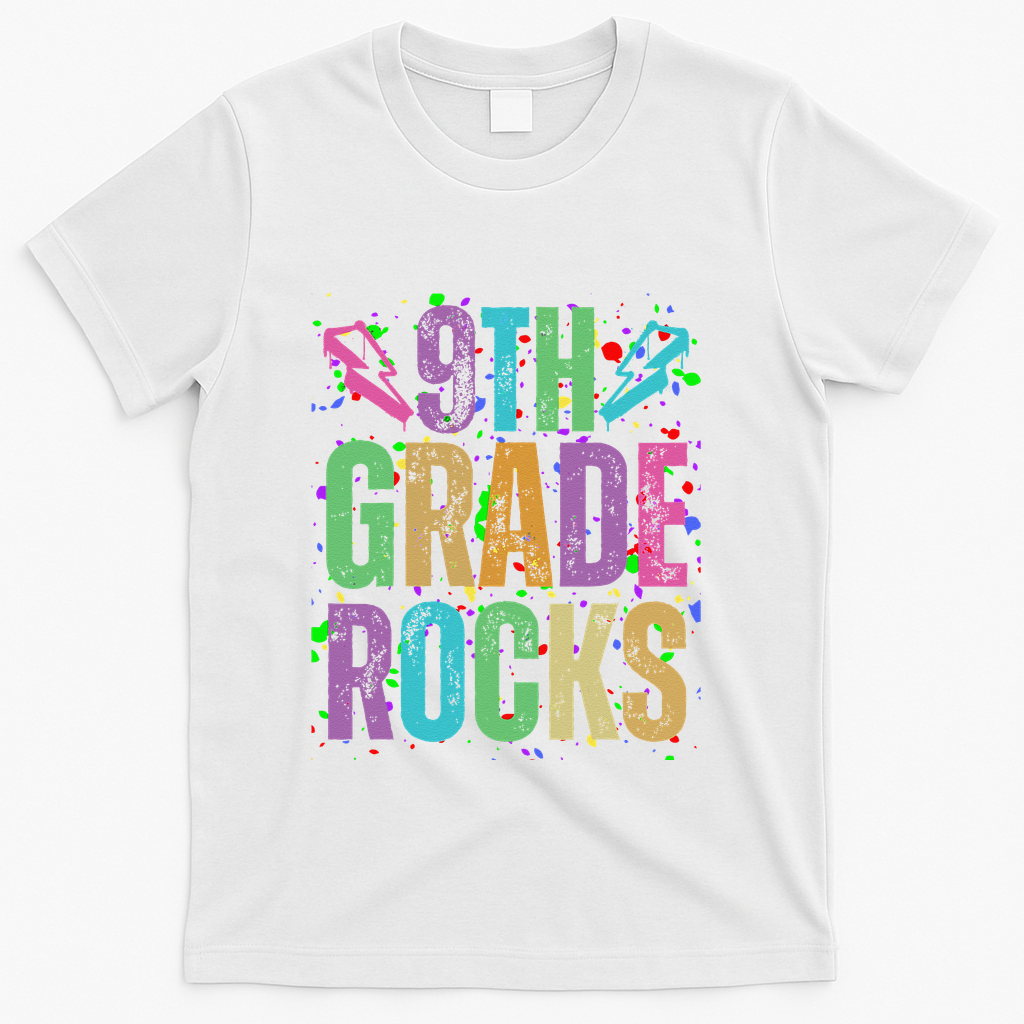 School Rocks Back To School Rockin 9th Grade Rocks T-Shirt - White