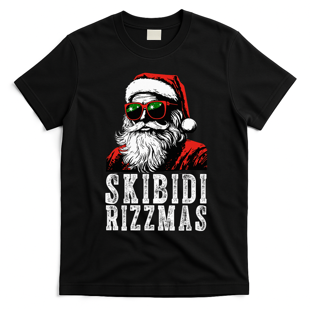 Skibidi Rizzmas Christmas Rizz Santa Claus T-Shirt - Black