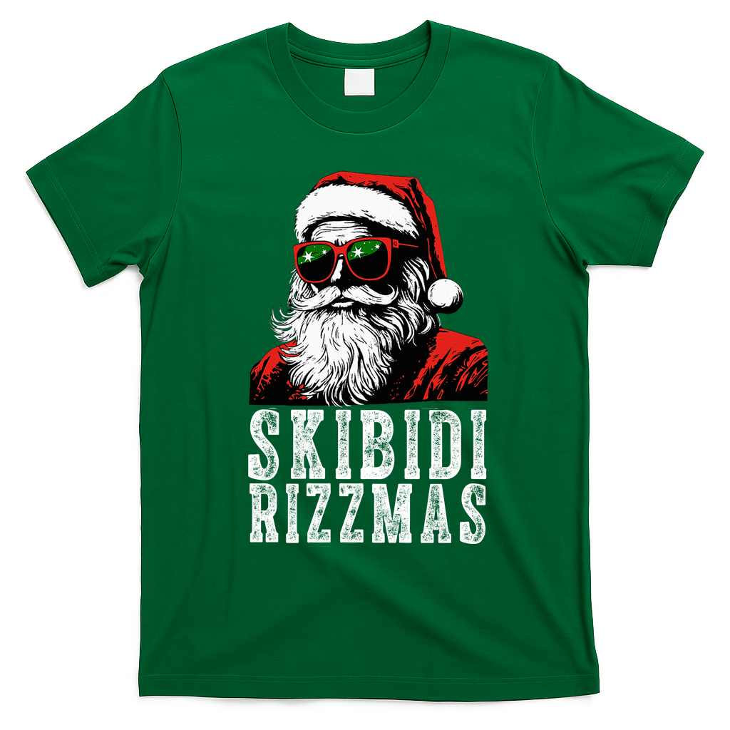 Skibidi Rizzmas Christmas Rizz Santa Claus T-Shirt - Irish Green