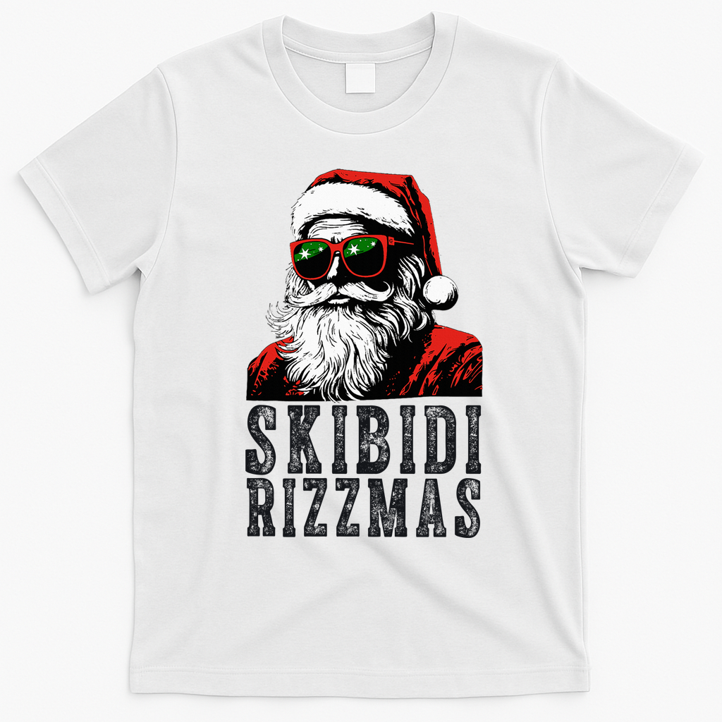 Skibidi Rizzmas Christmas Rizz Santa Claus T-Shirt - White