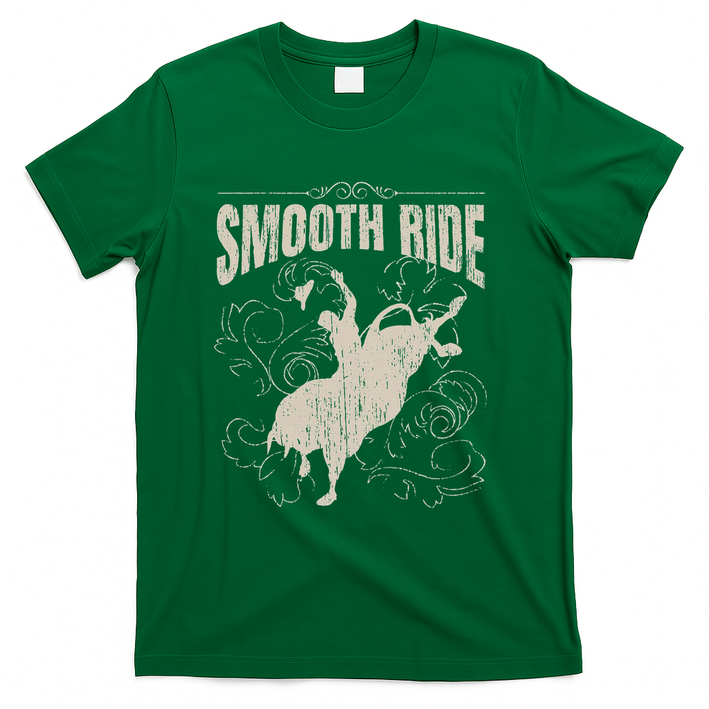 Smooth Ride Funny Rodeo Cool Bull Rider Cowboy Gift T-Shirt - Green