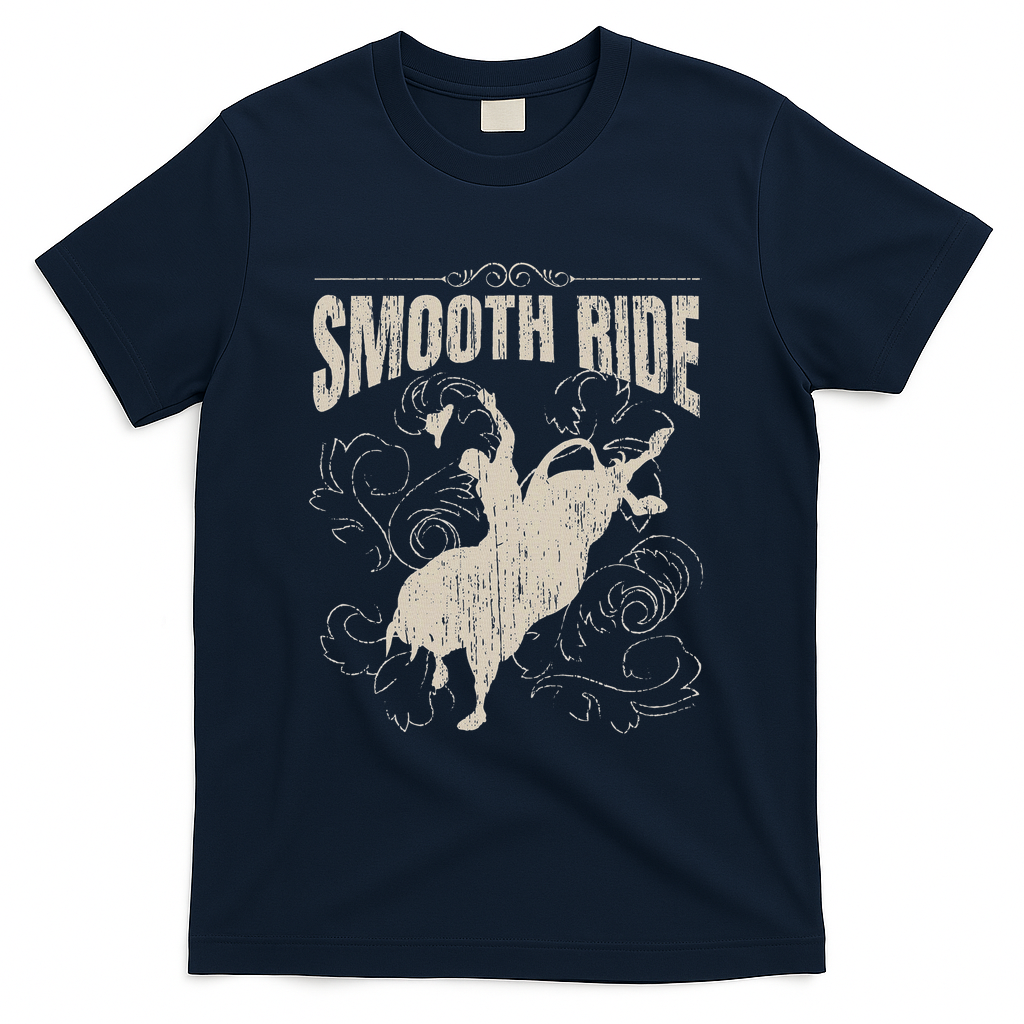 Smooth Ride Funny Rodeo Cool Bull Rider Cowboy Gift T-Shirt - Navy