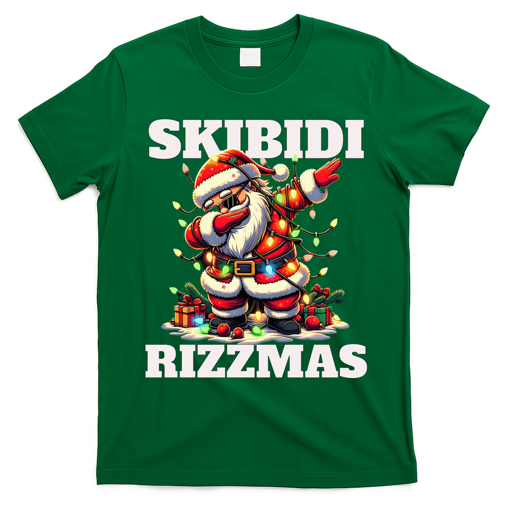 Skibidi Rizzmas Funny Christmas Dab T-Shirt - Irish Green
