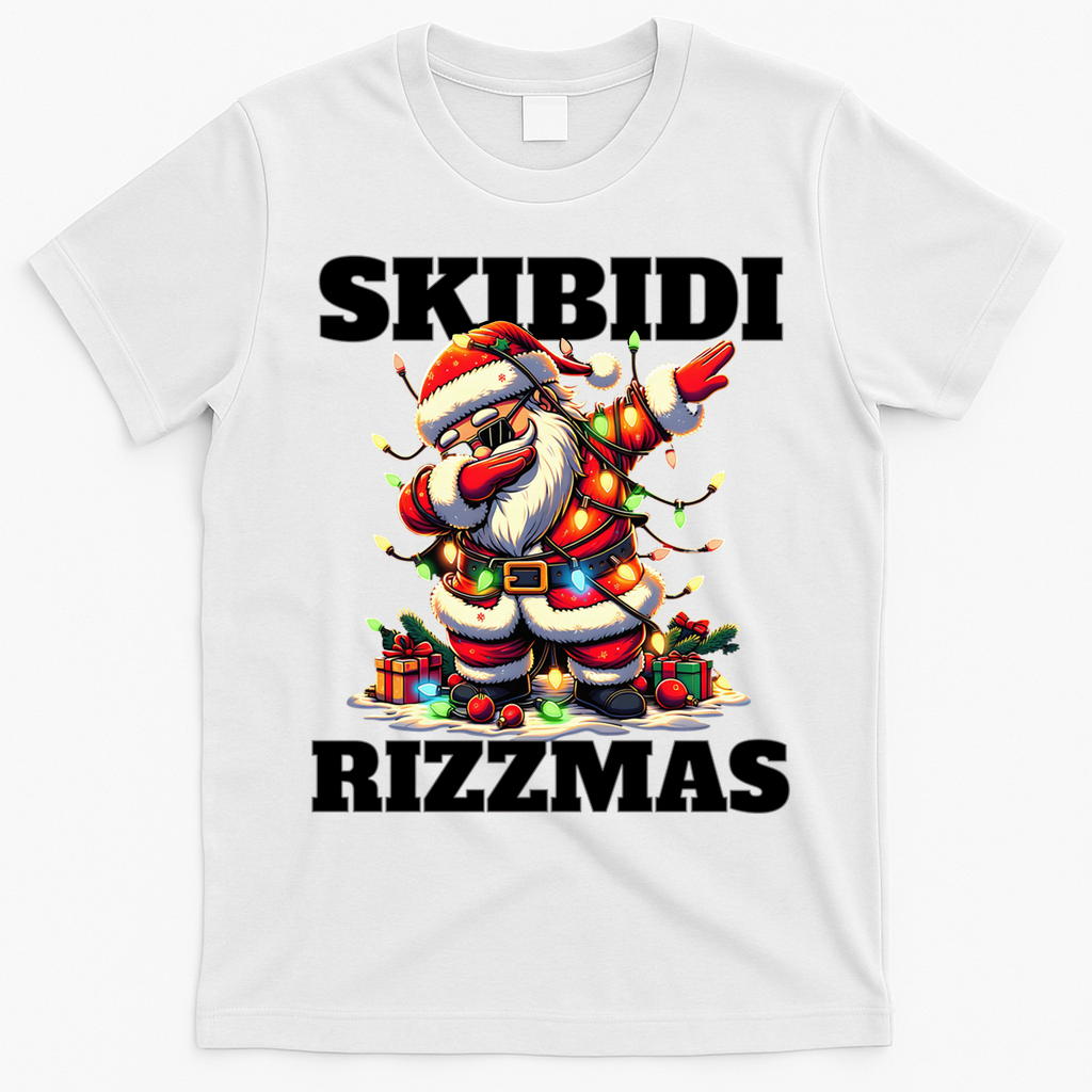 Skibidi Rizzmas Funny Christmas Dab T-Shirt - White