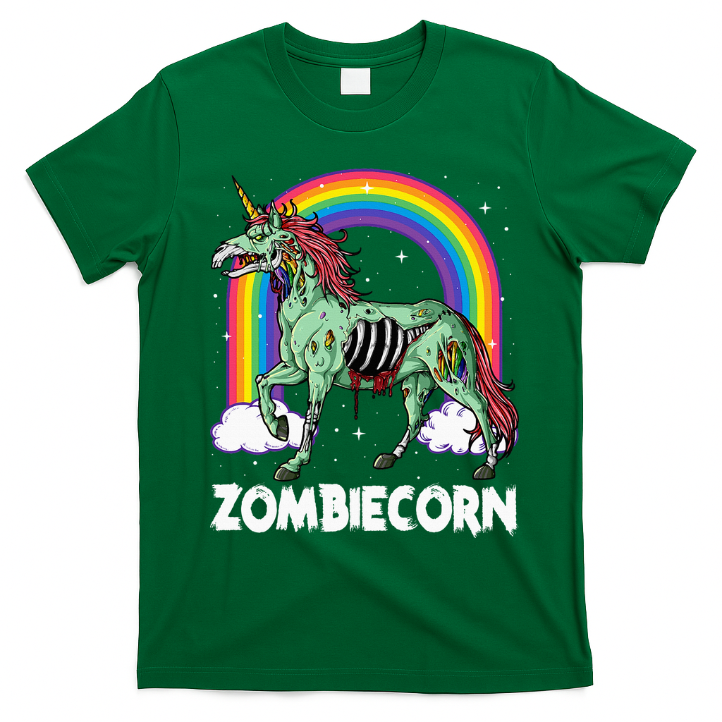 Spooky Rainbow Zombiecorn Halloween Costume T-Shirt - Irish Green