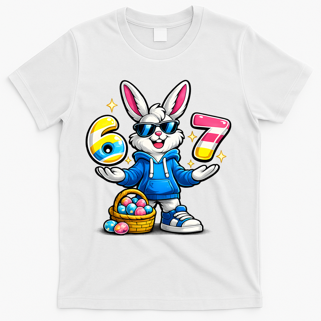 Six Seven 67 Easter 6-7 Bunny Basket Stuffers T-Shirt - White