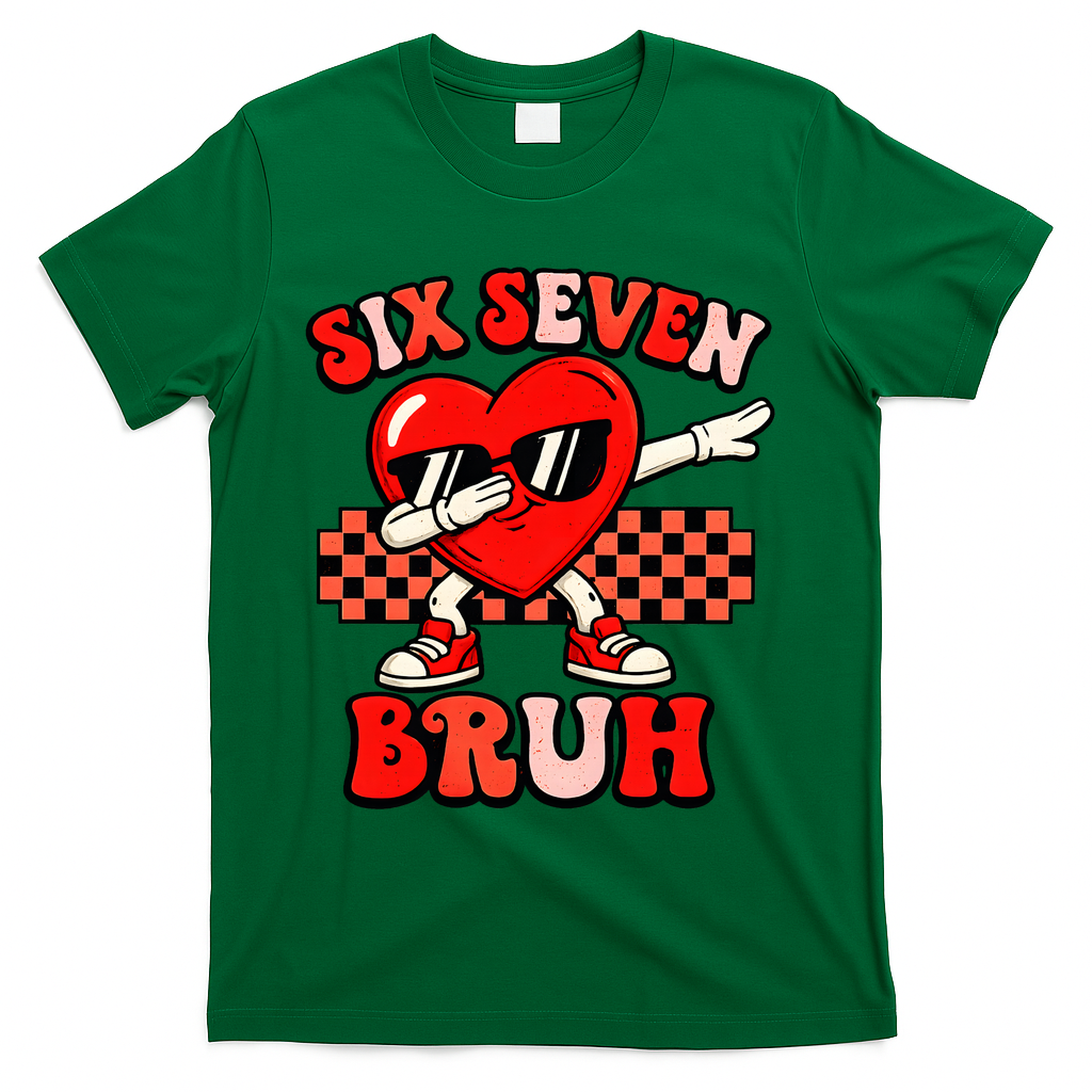 Six Seven 67 Meme Cool Valentine’s Day 6-7 T-Shirt - Green